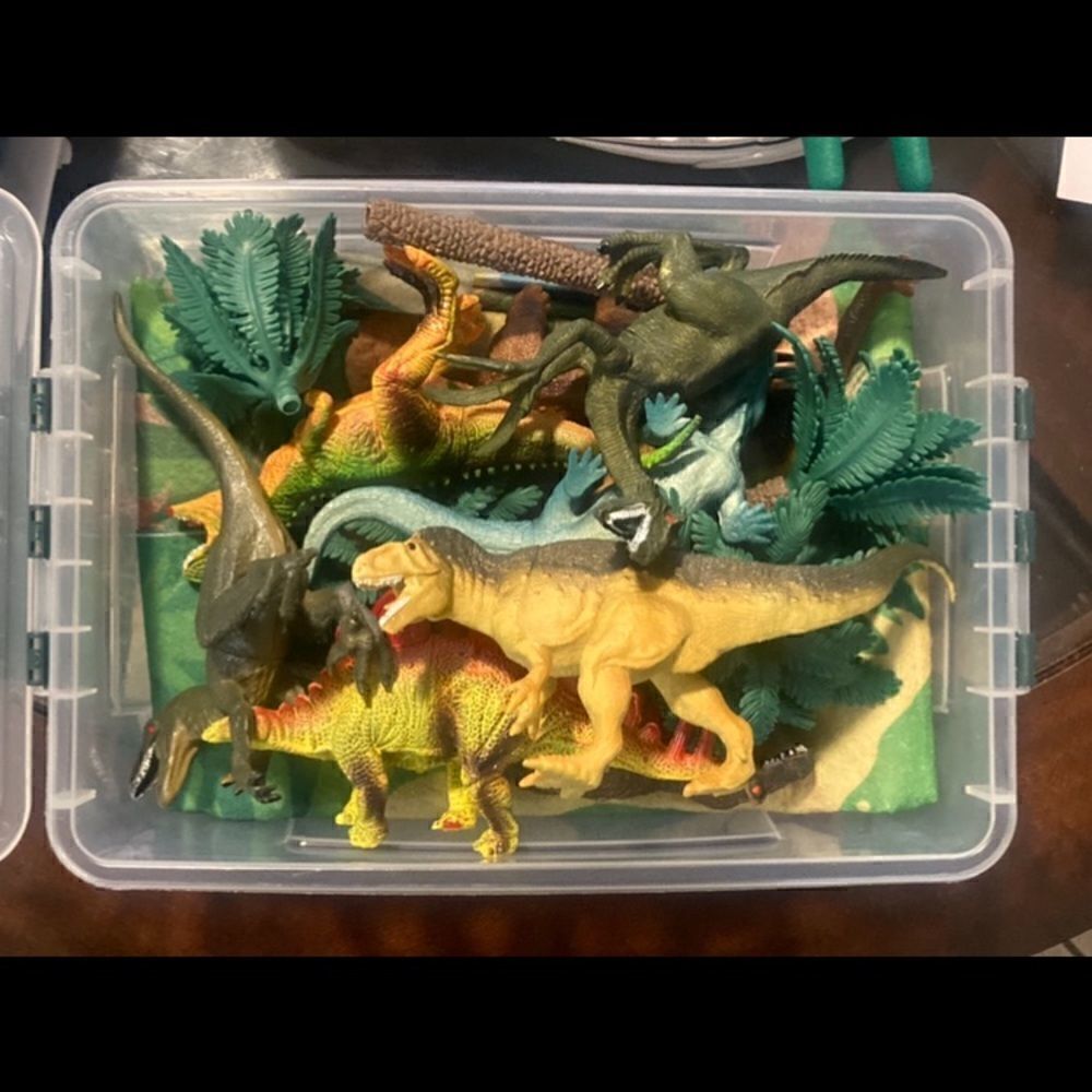 Dinosaur Collection Play Set of 24 with Trees, Land Map, Book, and 3D Glasses